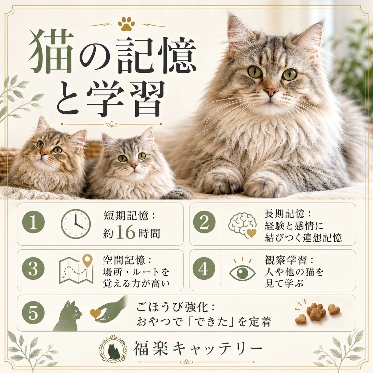 猫の記憶力｜短期・長期記憶と学習の仕組み